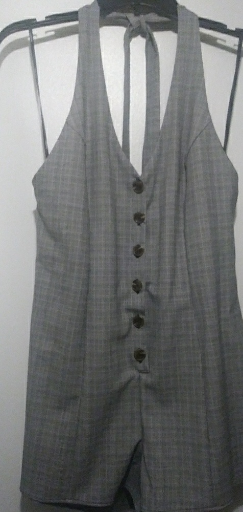 Plaid Halter Romper